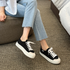 [GIRLS GOOB] Women's Lace Up Casual Comfort Sneakers, Classic Fashion Shoes, Fabric - Made in KOREA